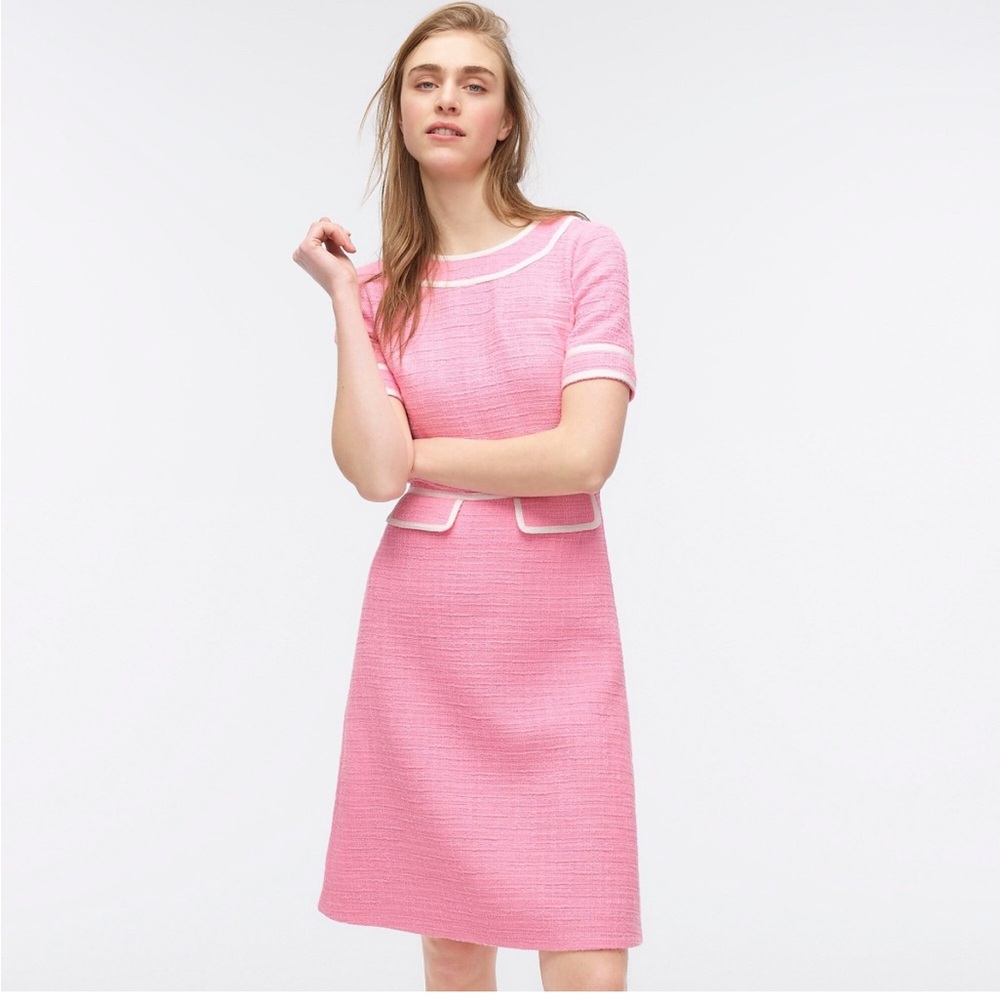 J. Crew Blush Pink Midi Dress with Ivory Details
